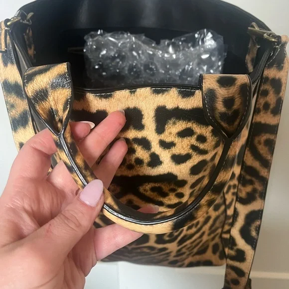 DRIES VAN NOTEN leather leopard tote with shoulder strap - Picture 4 of 12